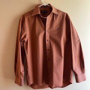 Nordstrom SmartCare Men's rust orange dress shirt cotton formal wedding fall